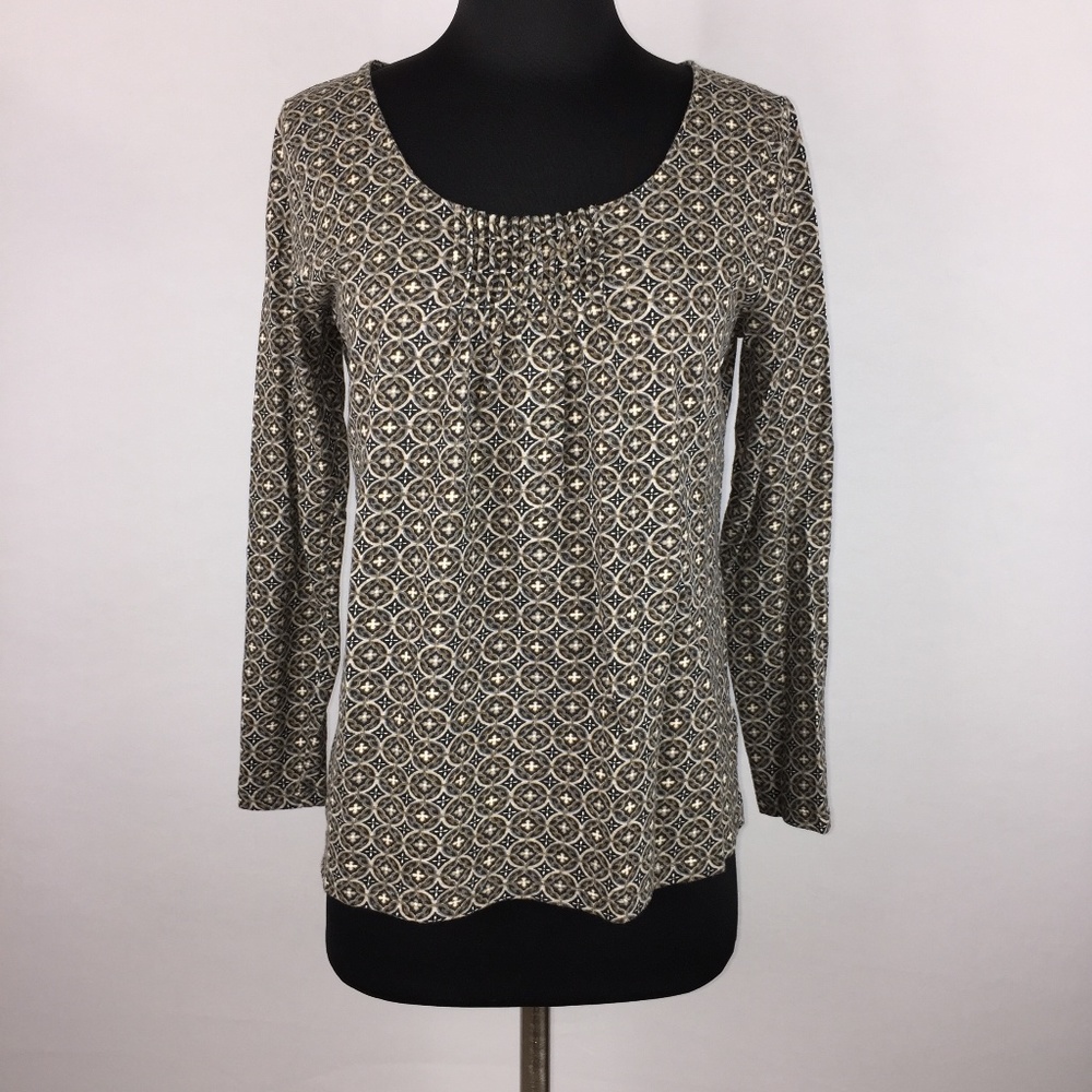 J. Jill XS Blouse Chest Accent Geo Abstract Cotton - Picture 1 of 8
